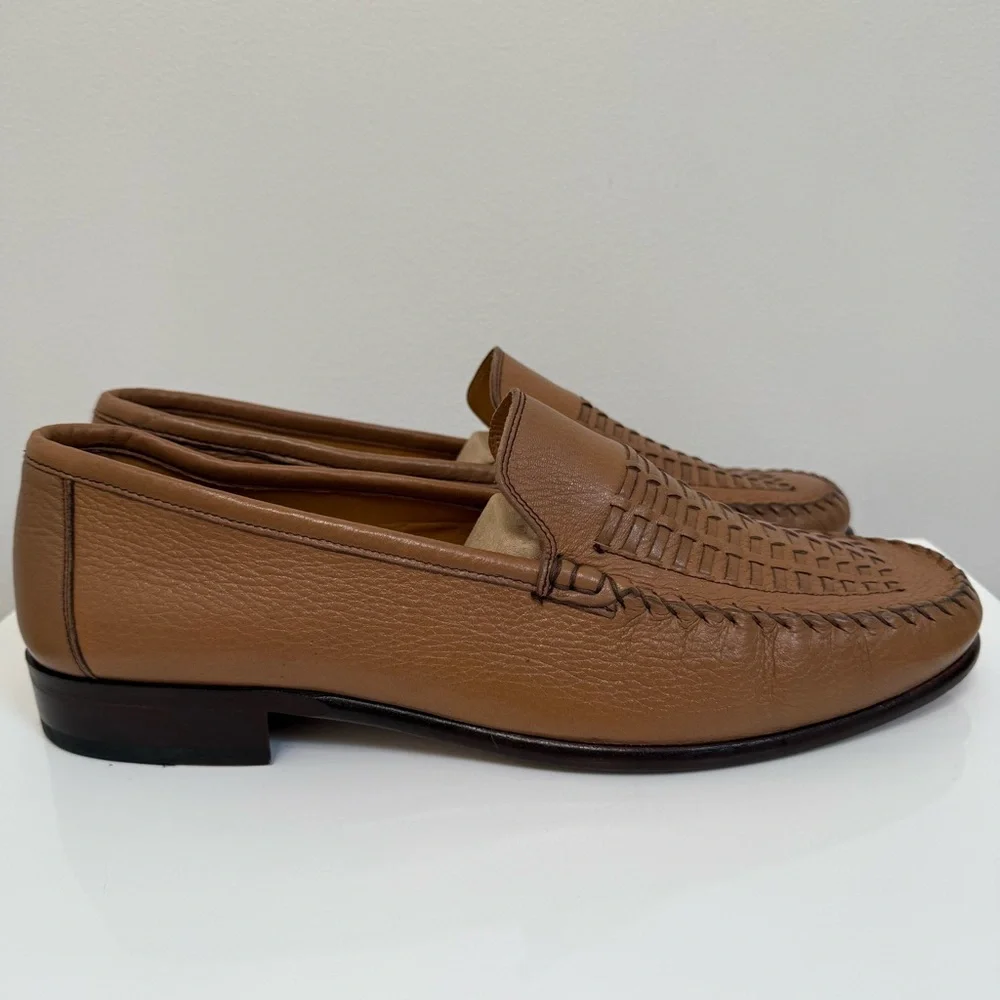 Bostonian Men's Tan Soft Leather Woven Leather Loafer Men's Size 12 M Career